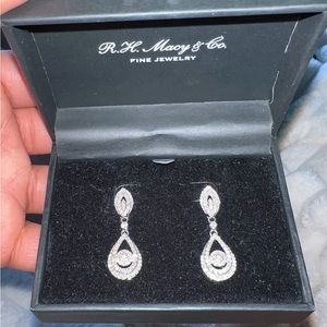 Diamond Drop Earrings 14K White Gold